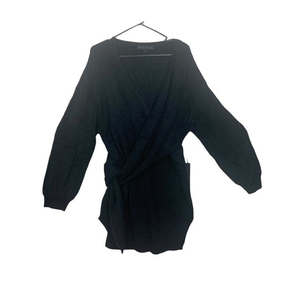 House of Harlow x revolve womens large wool sweater wrap dress black alpaca long - Picture 3 of 16